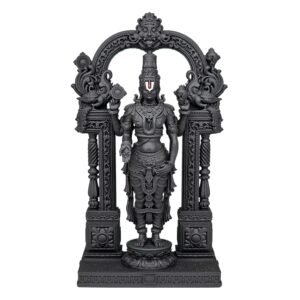 Tirupati Balaji Idol in black UV resin with standing pose and Varad Mudra