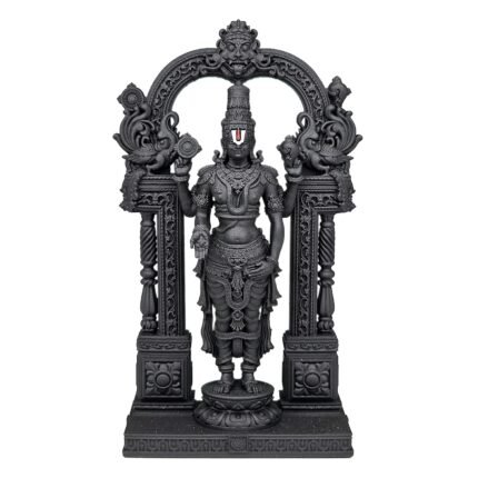 Tirupati Balaji Idol in black UV resin with standing pose and Varad Mudra