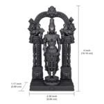 Tirupati Balaji idol in black UV resin showing multi-angle product showcase and details