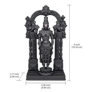 Tirupati Balaji idol in black UV resin showing multi-angle product showcase and details