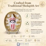 Crafted from Traditional Sholapith Art Maa Durga Face on Kulo Bamboo Tray Wall Hanging