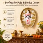 Perfect for Puja and Festive Decor Traditional Bengali Sholapith Maa Durga Face on Kulo Wall Hanging