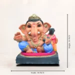 Side view of 14 inch eco friendly Shadu Mati Undir Gattu Ganpati murti with light blue dhoti