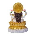Back view of White and Gold Marble Dust Lakshmi Murti showing rear details and golden arch
