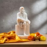 White Marble Sai Baba Idol in Samadhi Mandir style for home temple and office