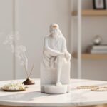 White Marble Sai Baba Idol in Samadhi Mandir style showing another detailed angle