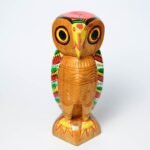 Hand painted wooden owl doll figurine for home decor and shelf display