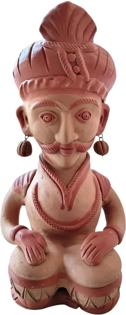 Handcrafted Indian terracotta musician figurine showcasing traditional folk art for home decor
