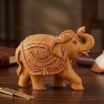 Handcrafted Wooden Elephant Figurine 3 Inch - Intricately Carved Wooden Showpiece for Home Decor