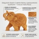 Intricately Hand-Carved Wooden Elephant Figurine 3 Inch - Detailed Wood Carving View