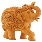 Intricately Hand-Carved Wooden Elephant Figurine 3 Inch - Isolated Angle