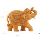 Intricately Hand-Carved Wooden Elephant Figurine 3 Inch Size and Dimensions Overview