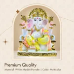 Front Angle View of 9 Inch Marble Dust Ganesha Idol for Home Temple Online Shopping