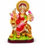 Handmade 6-inch clay Durga Mata murti for home mandir, eco-friendly mitti idol for Navratri worship