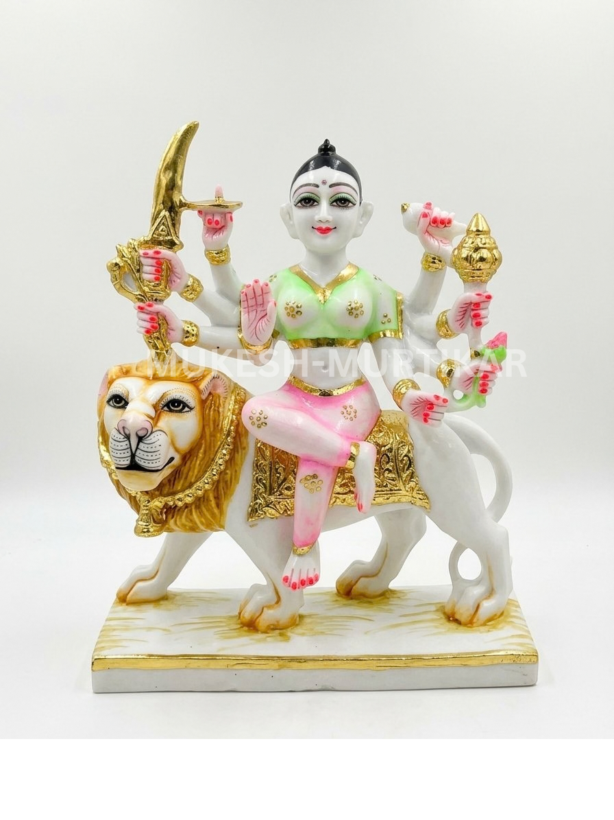 Iskcon Style Durga Maa 12 Inch Marble Dust Statue Iskcon Style Durga Maa 12 Inch Marble Dust Statue for Home Temple and Navratri Puja