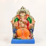 Lalbaugcha Raja orange 15-inch Shadu Mati eco-friendly Ganesh idol for Ganesh Chaturthi decoration