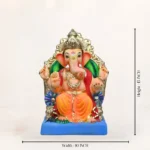Lalbaugcha Raja orange 15-inch Shadu Mati eco-friendly Ganesh idol for Ganesh Chaturthi decoration