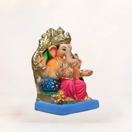 Eco-friendly 15-inch pink dhoti Shadu Mati Ganpati idol for Ganesh Chaturthi celebration