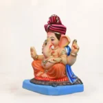 Mahisuri feta orange dhoti 15-inch eco-friendly Ganpati idol for Ganesh Chaturthi celebration