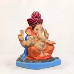 Mahisuri feta orange dhoti 15-inch eco-friendly Ganpati idol for Ganesh Chaturthi celebration