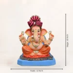 Mahisuri feta orange dhoti 15-inch eco-friendly Ganpati idol for Ganesh Chaturthi celebration