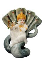 Shree Krishna Gold Plated Idol Seated on Sheshnag Statue for Home Temple and Blessings