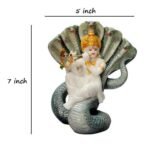 Shree Krishna Gold Plated Idol Seated on Sheshnag Statue 7 Inch Marble Dust