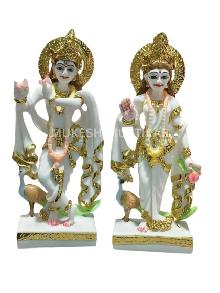 Standing Radha Krishna 6 Inch Marble Murti for Home Mandir and Temple Decor