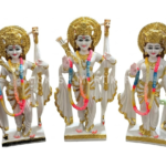 Standing Ram Darbar 18 Inch Marble Dust Statue Set for Home Temple and Mandir Decor